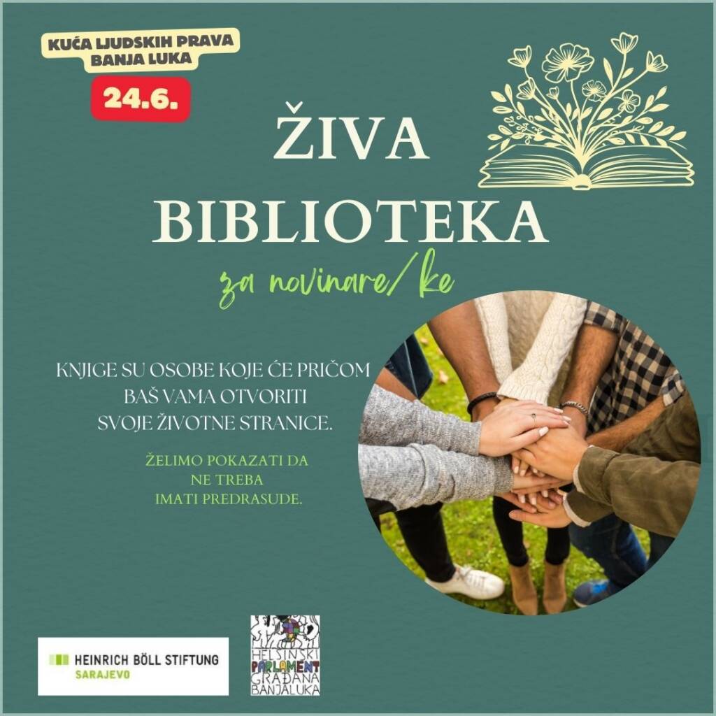 Living Library for journalists on June 24 in Human Rights House Banja Luka